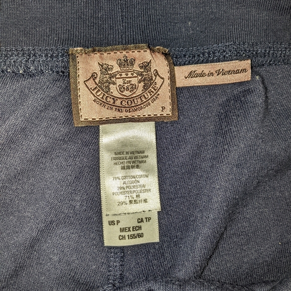 EUC - Size Petite - Juicy Couture - Navy Blue Velour Capris Pants - Picture 3 of 7